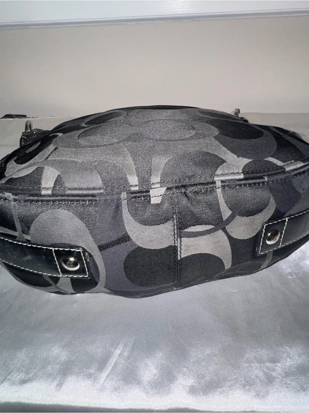 Coach Black and Gray Signature Shoulder Bag